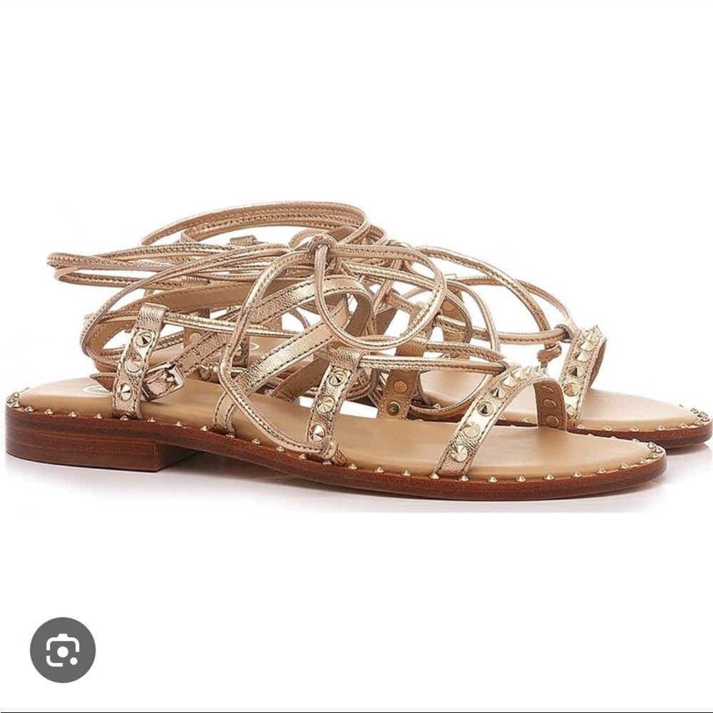 ASH Princess Studded Strappy Sandals in Gold